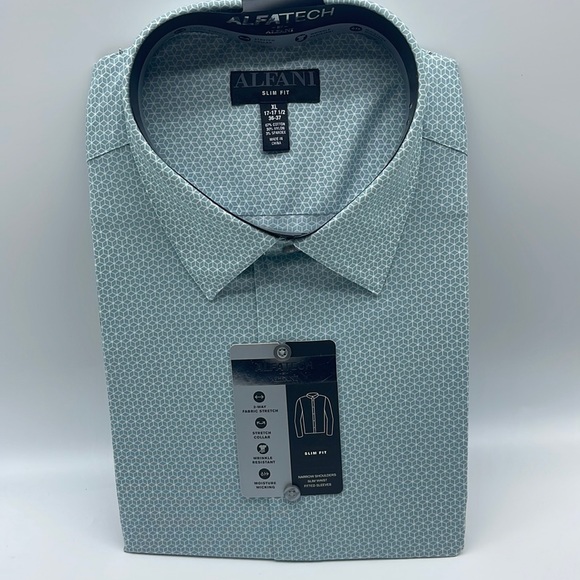 Men's Slim Fit 2-Way Stretch Stain Resistant Dress Shirt Size XL Neck 17-171/2 - Picture 1 of 11